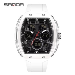 Reloj אור אמיץ sanda 6157 מותג חדש שעון אלקטרוני אופנה רב תכליתית שעון מעורר עמיד למים