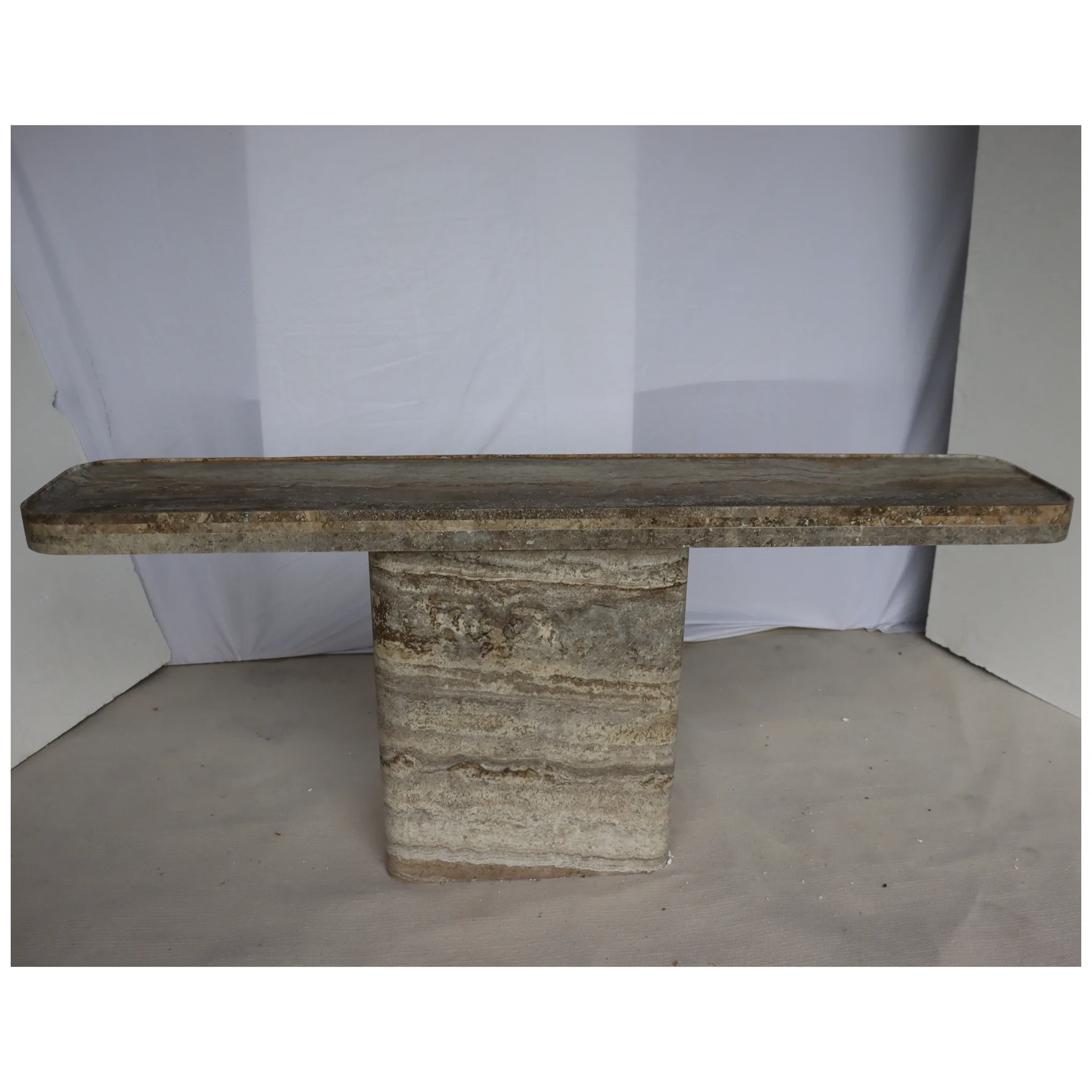 Consola de mármol de diseño personalizado, mesa de centro Travertine plateado para decoración de la casa, mesa de consola de mármol