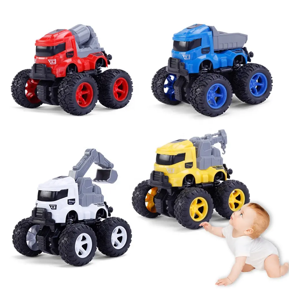 Il camion della costruzione di doppia inerzia gioca il veicolo del giocattolo di attrito di ingegneria di rotazione di 360 gradi