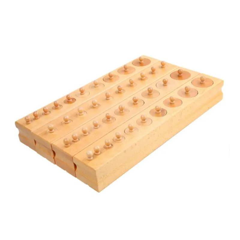 Монтессори материал knobbed цилиндрические блоки Набор из 4 дошкольных образовательных деревянных игрушек для детей