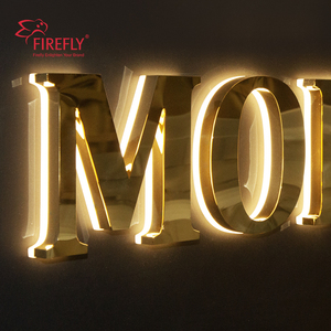 Tùy chỉnh Electroplated Vàng cửa hàng <span class=keywords><strong>b</strong></span>ảng tên Acrylic LED chiếu sáng dấu hiệu Backlit chữ signage LED dấu hiệu kinh doanh dấu hiệu ngoài trời - Product Image 3