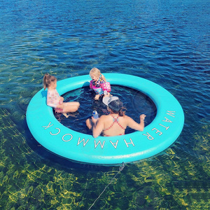 10ft Round Inflatable Floating Dock Stable Platform Raft Swimming Pool Mat With <strong>Mesh</strong> Dog <strong>Ramp</strong> - Product Image 2