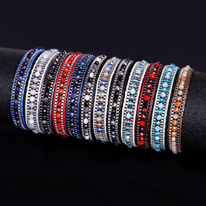 Bohemian estilo colorido cristal Miyuki semente tecido miçangas amizade pulseira bola forma padrão presente feminino para casais