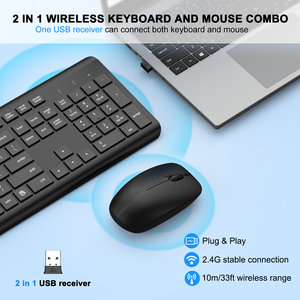 Juego de teclado y ratón inalámbrico compacto y ergonómico, conjunto de teclado y ratón inalámbrico 2,4G - Product Image 3
