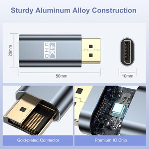 4K DisplayPort para adaptador HDMI (paquete de 3) Convierte DP para HDMI 4K-30Hz 2K-60Hz Diseño unidireccional para PC a HDMI sin costuras - Product Image 2