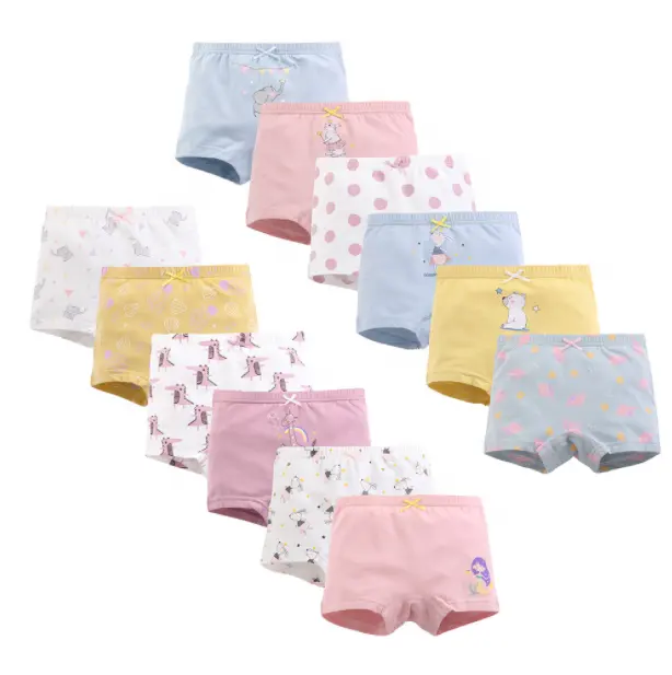 2021 Offre Spéciale enfant 100% coton biologique imprimé dessin animé bébé fille boxer sous-vêtements enfant