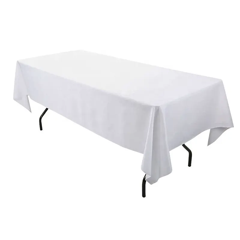 Jiema Khăn Trải Bàn Hình Chữ Nhật Bán Sỉ Khăn Trải Bàn 6 Chân Khăn Trải Bàn Màu Trắng Polyester Giặt Được