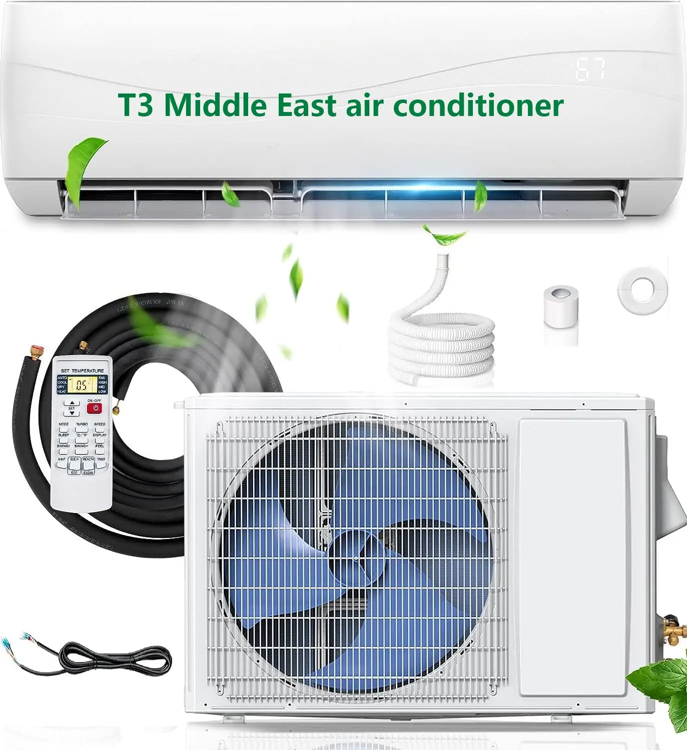 Gree Midea Unidade de controle inteligente Wi-Fi T3 AC Inversor de ar condicionado montado na parede Ar condicionado split