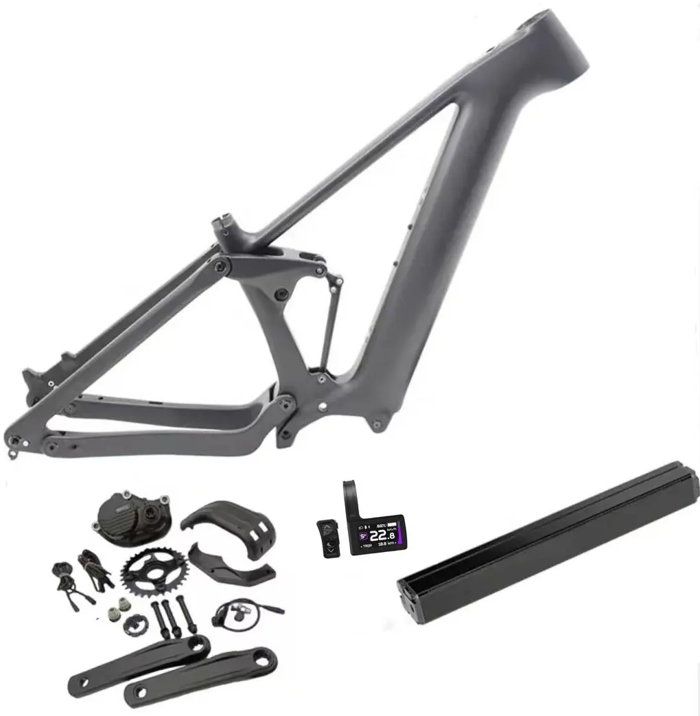 Đầy Đủ Hệ Thống Treo Sợi Carbon Xe Đạp Khung E-MTB Khung Với bafang M820 Giữa Động Cơ Kit Và 720wh Pin