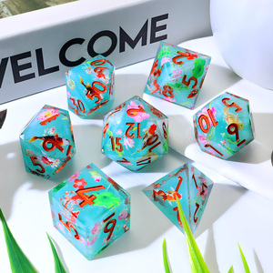 ชุดลูกเต๋า DND แฮนด์เมดดีไซน์ KOI และดอกบัว, ลูกเต๋า RPG polyhedral เรซินสำหรับดันเจี้ยนและ Games-L23กระดานมังกร - Product Image 2