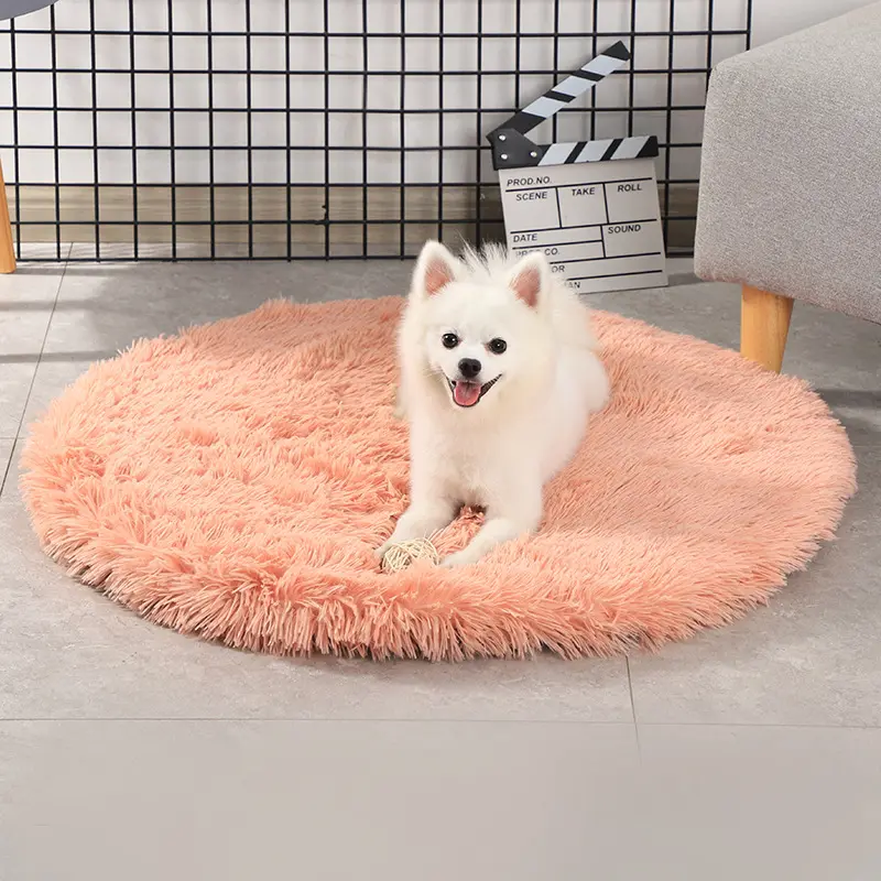 Groothandel Warme En Zachte Ronde Nepbont Hond Kat Bed Pluizige Comfortabele Donut Lange Pluche Anti-Angst Huisdier Kussen