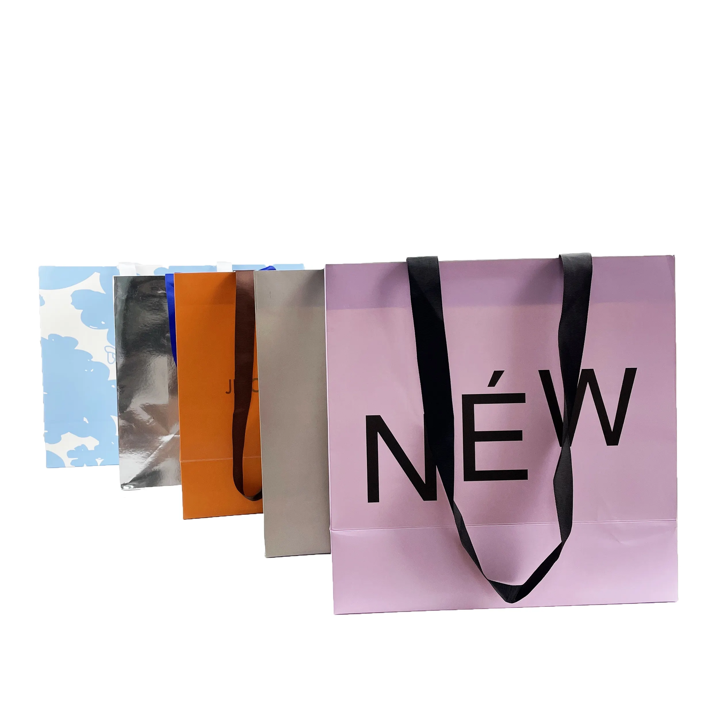 옷 부티크를위한 맞춤형 베이비 라이트 핑크 럭셔리 종이 쇼핑백, 나만의 로고가있는 종이 가방