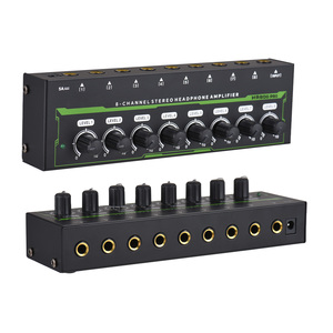 Amplificador de auriculares estéreo de 8 canales Amplificador de auriculares de audio con adaptador de corriente DC 12V 6,35mm Interfaz de entrada/salida
