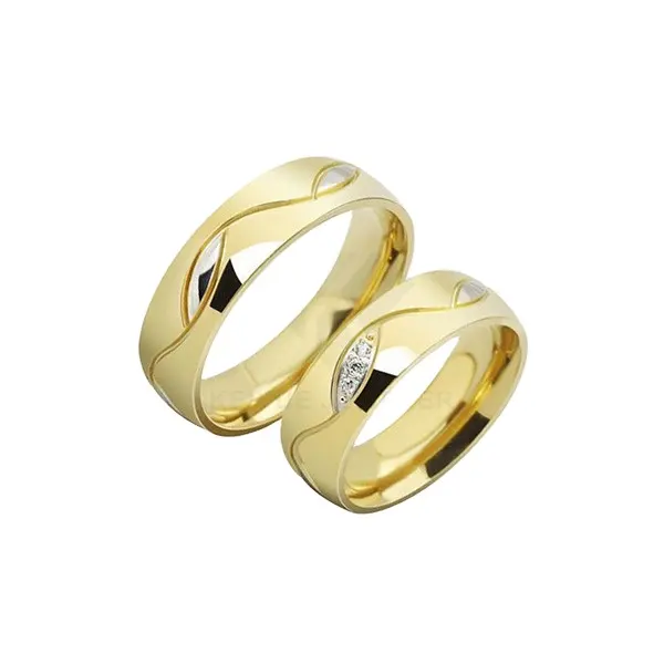 Keiyue cincin pasangan Arab saudi, set Cincin Pernikahan berlapis emas 18k