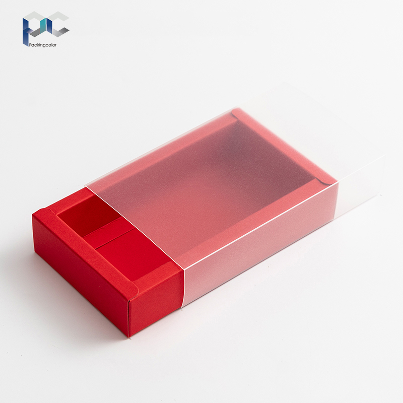 Pochette givrée en carton rouge