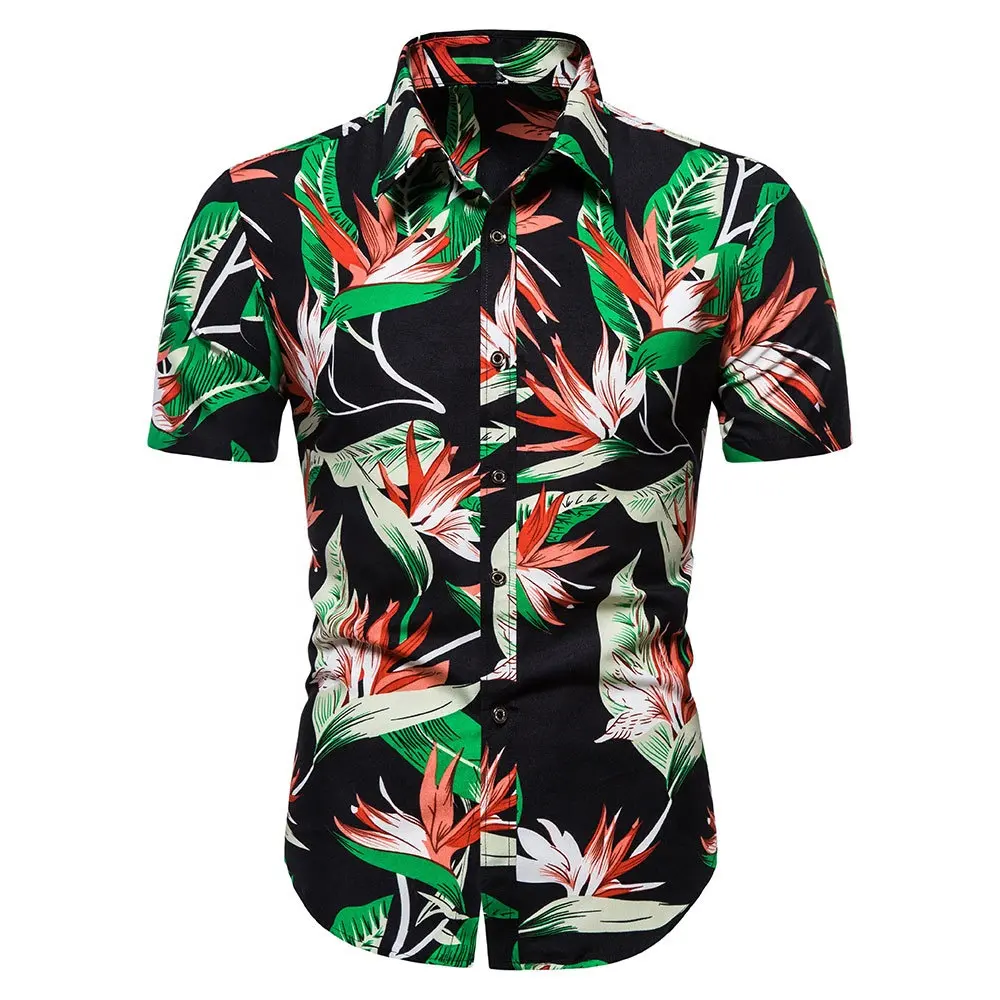 Camisa de estilo chino Floral para hombre de verano, camisas hawaianas de manga corta a la moda para hombre, camisa informal de secado rápido de talla grande