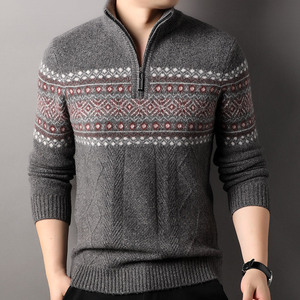Puyuan เสื้อสเวตเตอร์คอเต่าขน100% หนา500กรัมมีฮู้ดแบบวินเทจมีซิปขนาด XXL ป้องกันการหดตัวแฟชั่นการตกแต่งรูปแบบใหม่ - Product Image 4