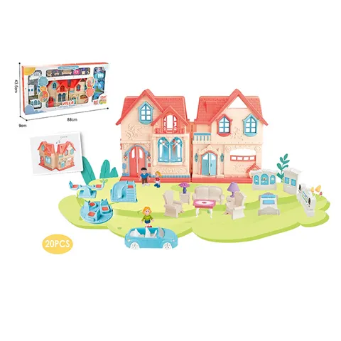 Juguetes de Casa de juegos para niños, juego de muebles para el hogar preescolar, muñecas familiares, Castillo, Villa, casa, juguetes con luz para niños