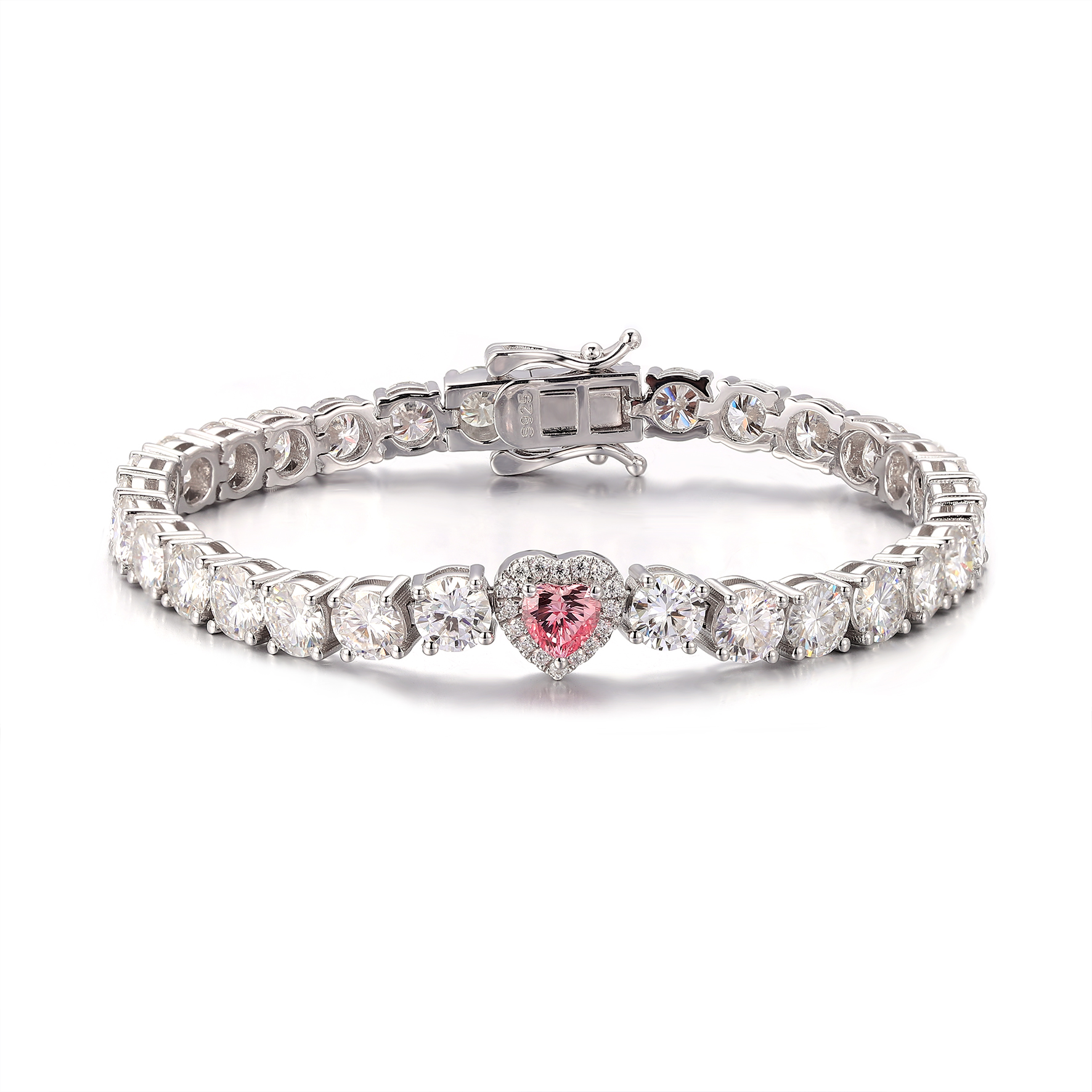 Bracelet en or blanc 14 carats avec diamants moissanite