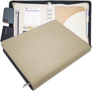 6 Vòng Họp Da Chương Trình Nghị Sự Zip Tập Tin Thư Mục Văn Phòng Tùy Chỉnh Da Tài Liệu Tập Tin Chủ A5 Padfolio Danh Mục Đầu Tư - Product Image 4