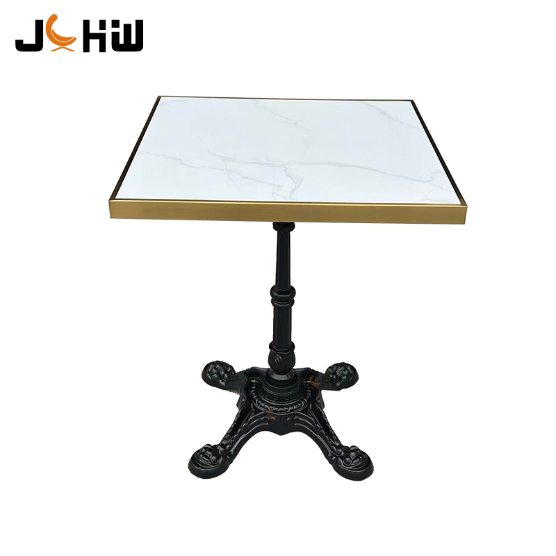 Square-Stainless steel table frame+rock slab table top