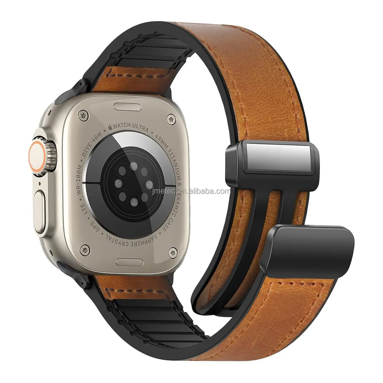 Man Meisje Siliconen Horlogeband Armband 49Mm 45Mm 41Mm Lederen Vervanging Magnetische Horlogeband Voor Apple Watch Ultra 2