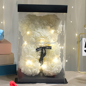 St Valentin 2025 tasarım hediye kutusu ile gül oyuncak ayı, San Valentin hediye yapay çiçek gül eternelle Teddy gül ayı