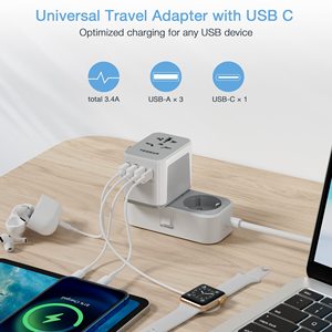Super Mini Pd <strong>17w</strong> Gan 3C1C+AC Fast Charge Usb C Wall Adapter Double-fuse Protection Universal Plug Travel <strong>Charger</strong> - Product Image 6