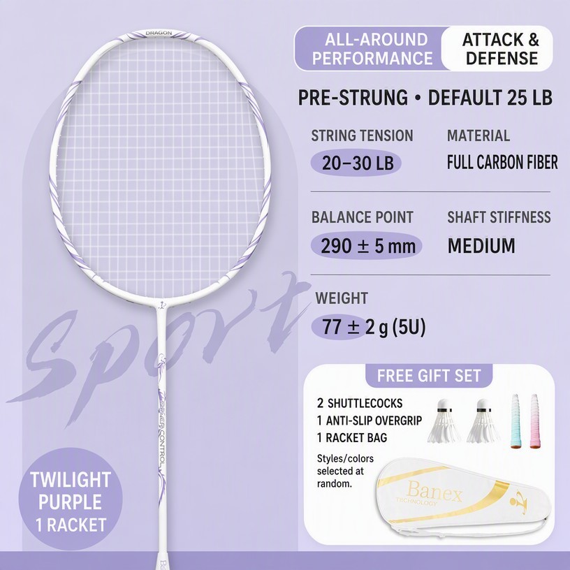 Twilight Mountain Purple, tout carbone, 5u, envoyer un set de battements, main gl