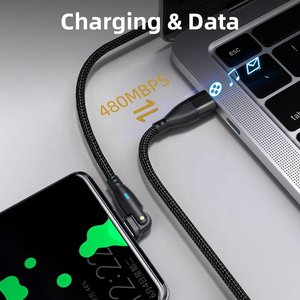 Hot Sale <strong>2</strong> <strong>in</strong> <strong>1</strong> Nylon 180 Degree Free Rotation 3a Fast Charging Usb Type c Data Cable Micro Usb c Charger Cable for Laptop Phone - Product Image 4