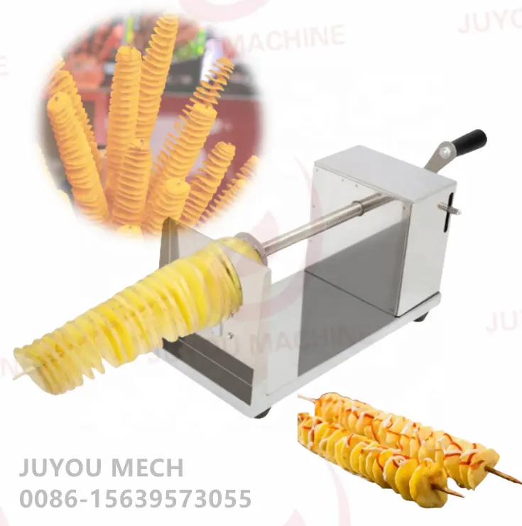 JUYOU Manual eléctrico Twist patatas Torre cortadora Chips máquina espiral primavera patata Twister cortador de patatas maquinaria de corte