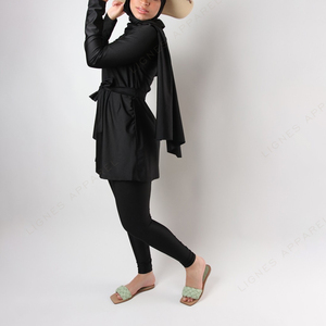 Customizable Muslim Women <strong>Burkini</strong> Three Piece Swimsuit Solid Color Modest Muslim Swimwear Islamic Muslim Swimsuit - Product Image 2