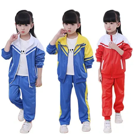 Conjunto de roupas esportivas para meninos, uniformes escolares para crianças adolescentes terno jaquetas e calças