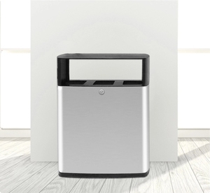 Özel Logo Modern Matel açık çöp tenekesi geri dönüşüm paslanmaz çelik çöp kutusu Can 2-in-1 çöp çift varil çöp kutusu kapaklı - Product Image 4