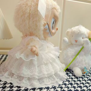38厘米Labubu <span class=keywords><strong>Velcro</strong></span>娃娃婴儿服装Labubu毛绒礼服婚纱春装