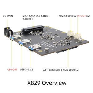 Raspberry Pi X829 Dual 2.5 "SATA HDD/SSD Shield + X708 UPS HAT & Power Management Board per Raspberry Pi 4 modello B - Product Image 3