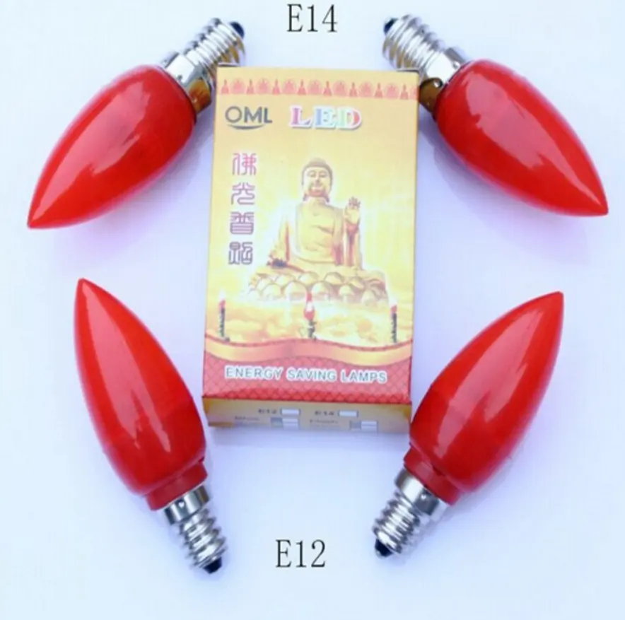 Lâmpada LED universal à prova de poeira para decoração doméstica, mini lâmpada de poupança de energia portátil para templo budista dedicado à religião, lâmpada vermelha E12 E14