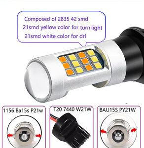 A80 สีคู่ LED ไฟเลี้ยว 2835 42SMD ไฟย้อนกลับ DRL สีขาวสีเหลือง T20 1156 7440 3156 หลอดไฟ LED สวิทช์ DC 12V - Product Image 3