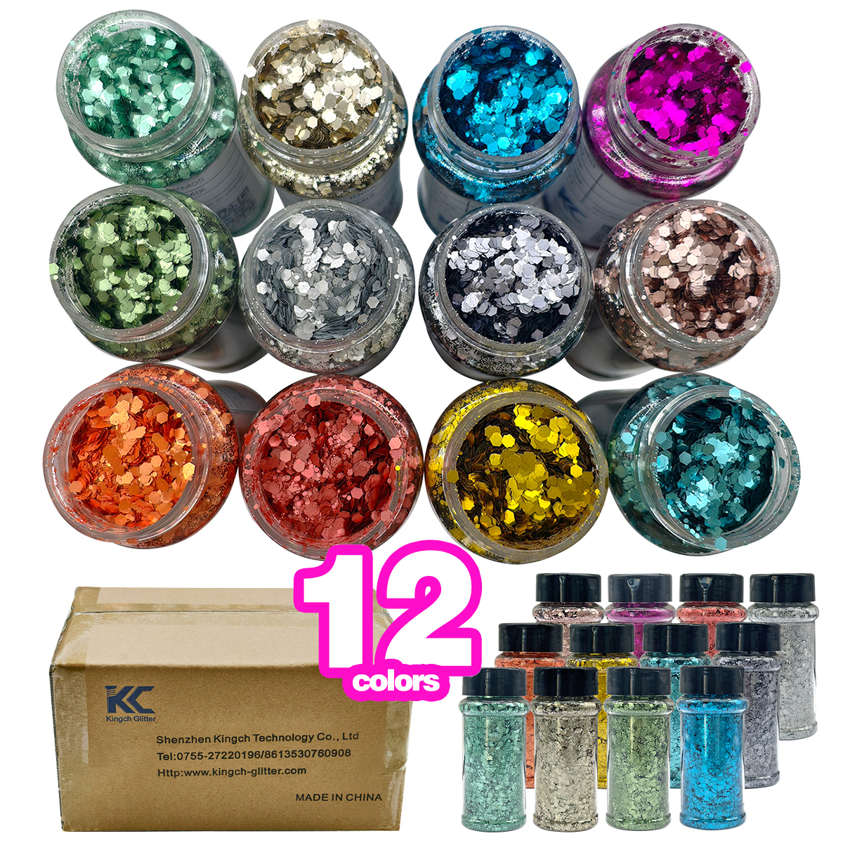 Set3-12colores mixtos/Brillantina