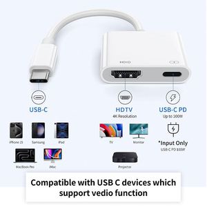 2合1 usb-c数字影音多端口适配器4K @ 60hz视频和音频同步屏幕转换器适配器，适用于iPhone 16/15，iPad Pro，带E
