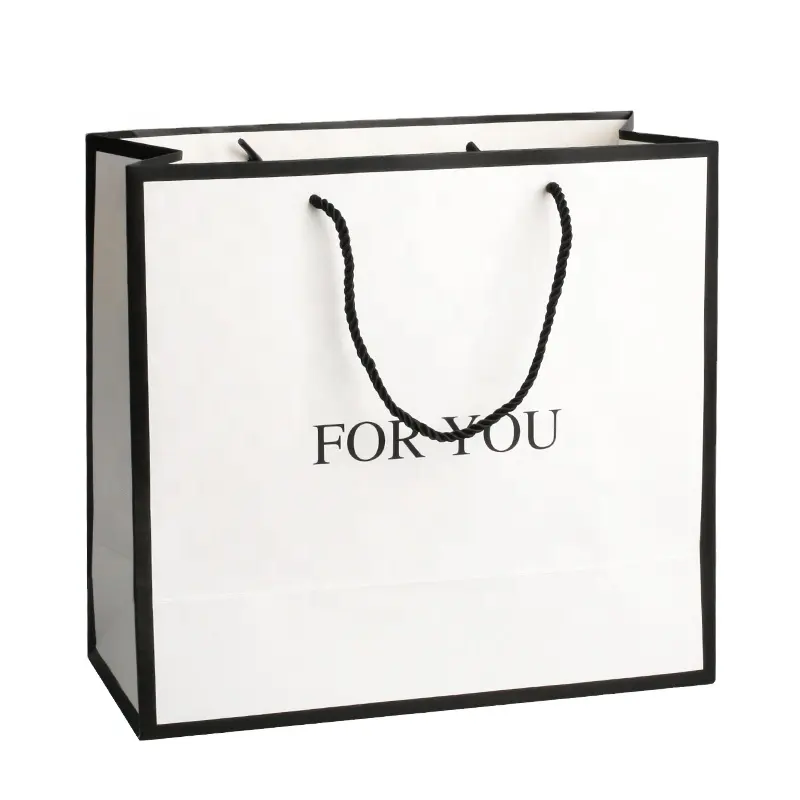 Bolsas de regalo personalizadas con logotipo impreso, embalaje de joyería cosmética, venta al por mayor, color blanco