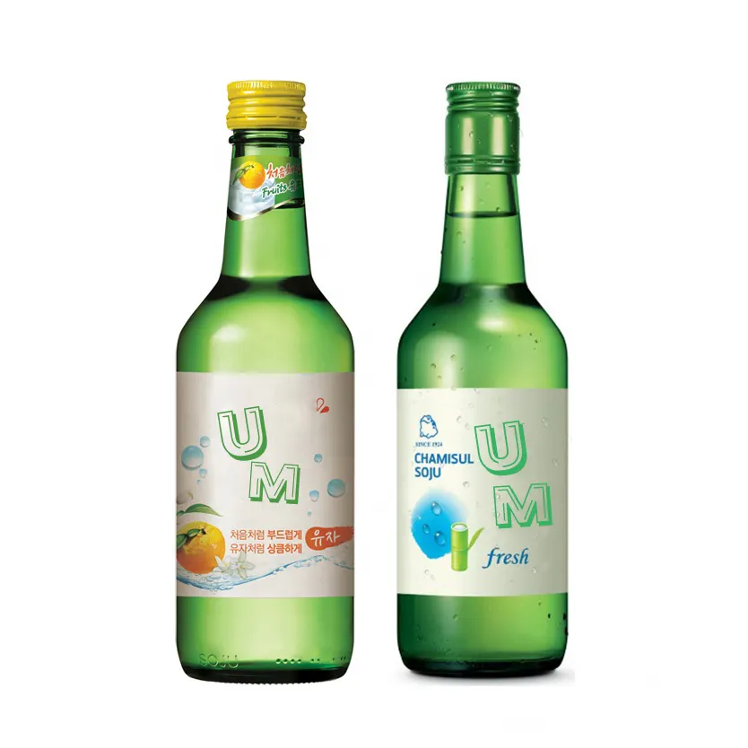 Bottiglia corea da 360ml bottiglia di vetro verde Soju