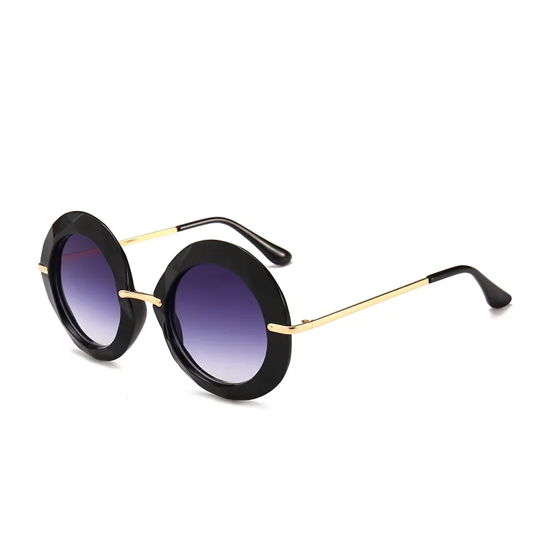 Óculos de sol feminino retrô vintage, óculos redondo com lente gradiente uv400, armação brilhante, 2022