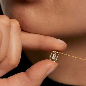 ファッションジュエリー925スターリングシルバー18K金メッキシンプルネックレスダイヤモンド埋め込み26文字英語アルファベットペンダントネックレス