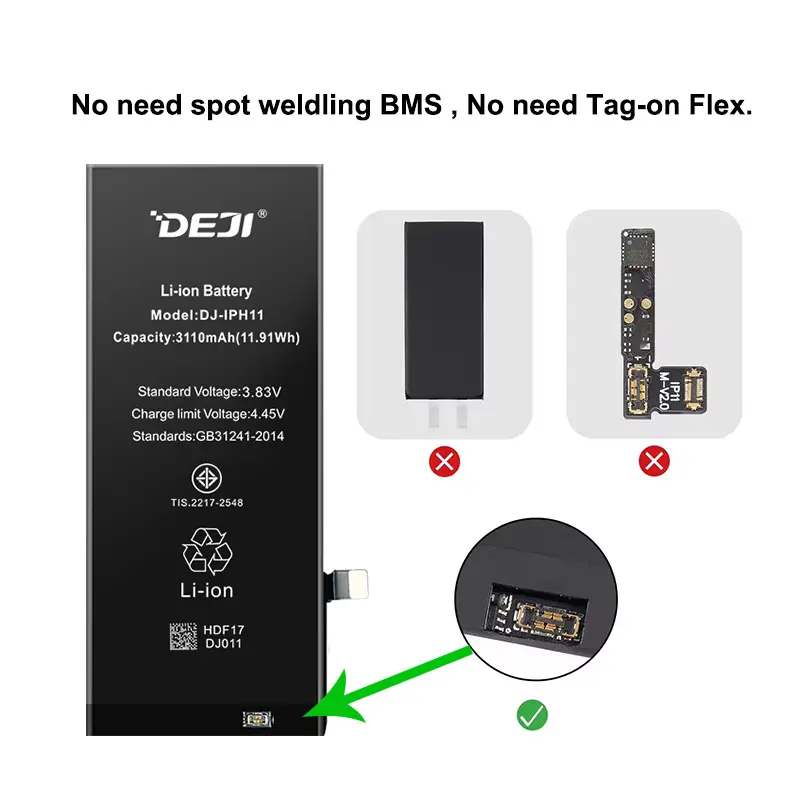 Deji mới nâng cấp 100% sức khỏe bật lên pin miễn phí cho Iphone 11