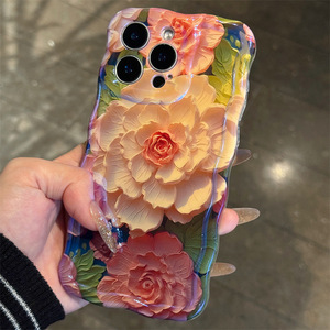 Japanese Korean <strong>Style</strong> TPU Phone Case for <strong>Apple</strong> for iPhone 16ProMax 15 14 13-Peony Design Fine Hole Twist Drop-Resistant Women's - Product Image 5