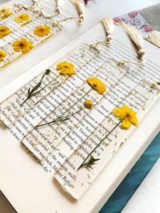 New Resin Bookmark Natural Dried Flowers Bookmark with Tassel Floral Bookmark with Gold Flakes <strong>Bookish</strong> Gifts