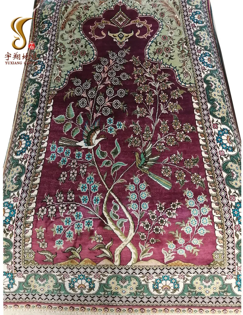 Jingyuxiang — tapis de prière musulman, 3x5 pieds, accessoire de qualité supérieure, nœud péruvien, en soie Pure, collection 100%
