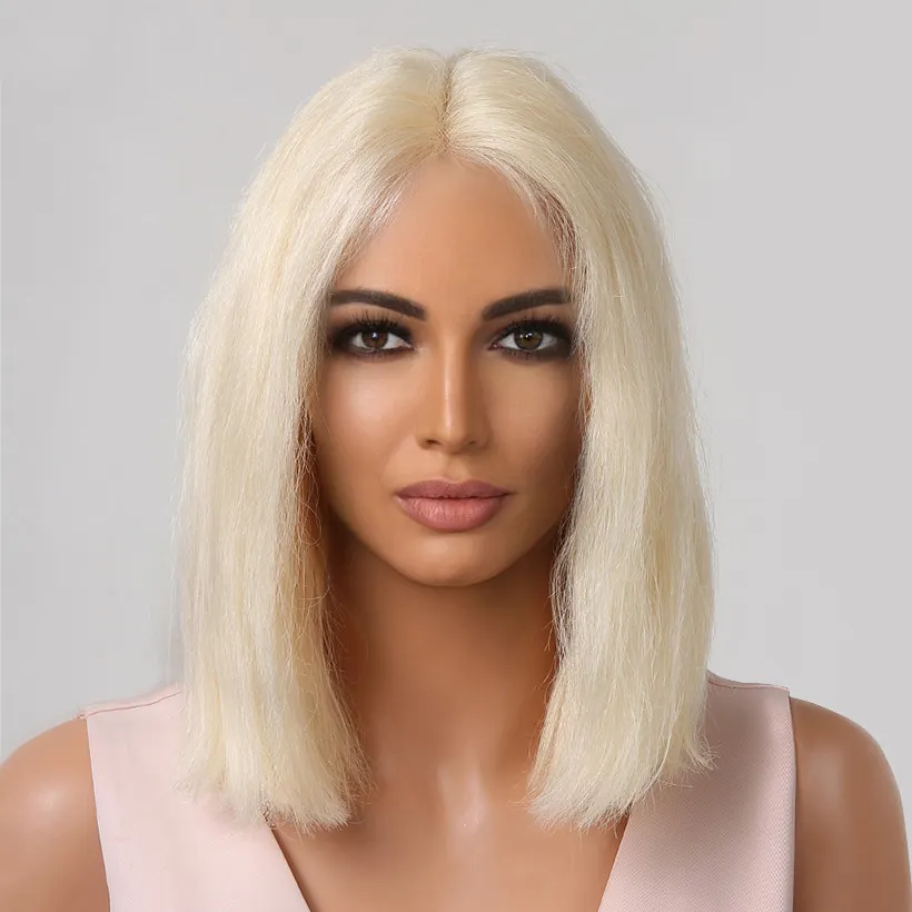 Blonde Bob Echthaar Perücken 12 Zoll kurze gerade Ingwer 100% Remy Haar brasilia nische Perücken Perruque transparente Spitze Front Perücken