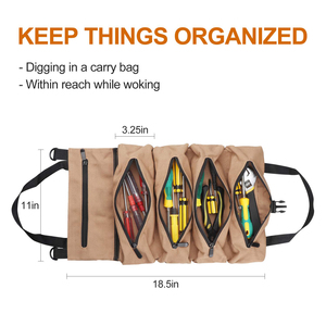 Durable <strong>Tool</strong> Roll Organizer Portable <strong>Tool</strong> Storage with 5 Zipper Pockets Canvas <strong>Tool</strong> Roll <strong>Bag</strong> - Product Image 6